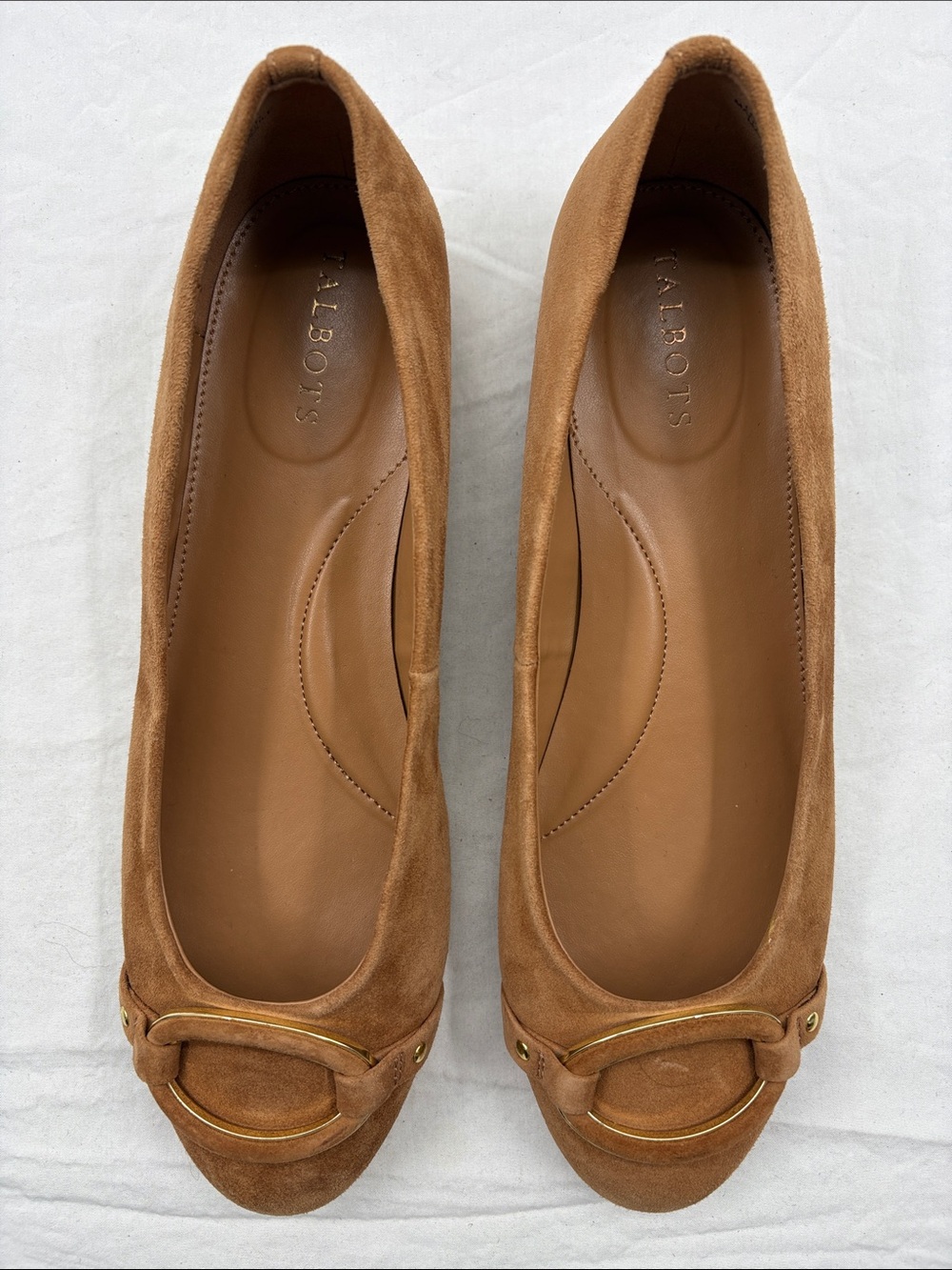 Talbots Havana Tan Madison Buckle Suede Ballet Flats. 8M. NWT. $139! - Picture 7 of 13